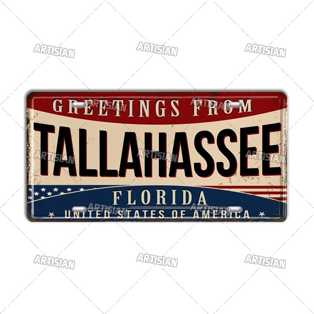 Artisian USA License Plate US Tin Sign Greetings From Landmark City State Metal Plaque Wall Decor Garage Bar Pub Club Hotel Cafe