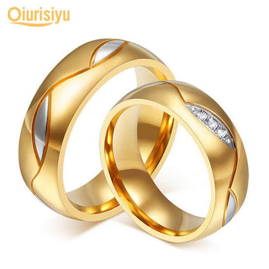 Women's Men's 18K Gold Plated Engagement Wedding Band Ring Zirconia Jewelry Gift Fashion Jewelry