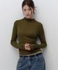 MUSINSA STANDARD WOMAN Женская прозрачная шерстяная футболка с длинным рукавом и водолазкой из тенсела [Темный Оливковый]