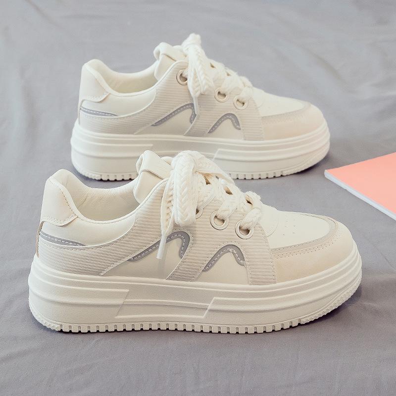 Весенние женские белые туфли Dad Shoes на толстой подошве 2025 года — дышащие, увеличивающие рост, универсальные кроссовки для весны и осени