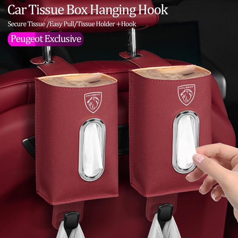 Car Seat Tissue Box 2-in-1Hook Tissue Rack Storage Bag For Peugeot 406 407 307 206 301 408 4008 208 3008 308 207 107 508 607 106
