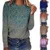 Women's Fashion Casual Long Sleeve Gradient Print Round Neck Top