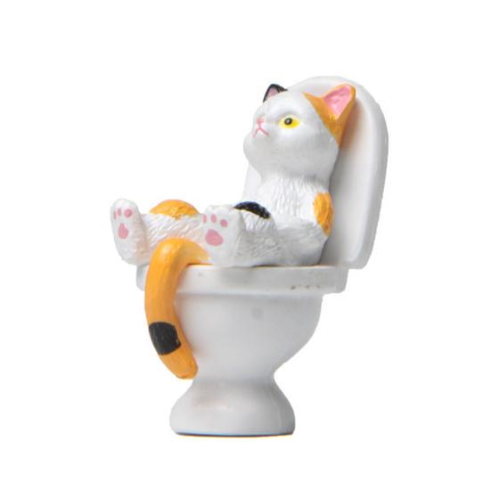 Funny Cat Figurine Spiritual Consolation PVC Vivid Appearance Toilet Series Cat Statue Party Supplies