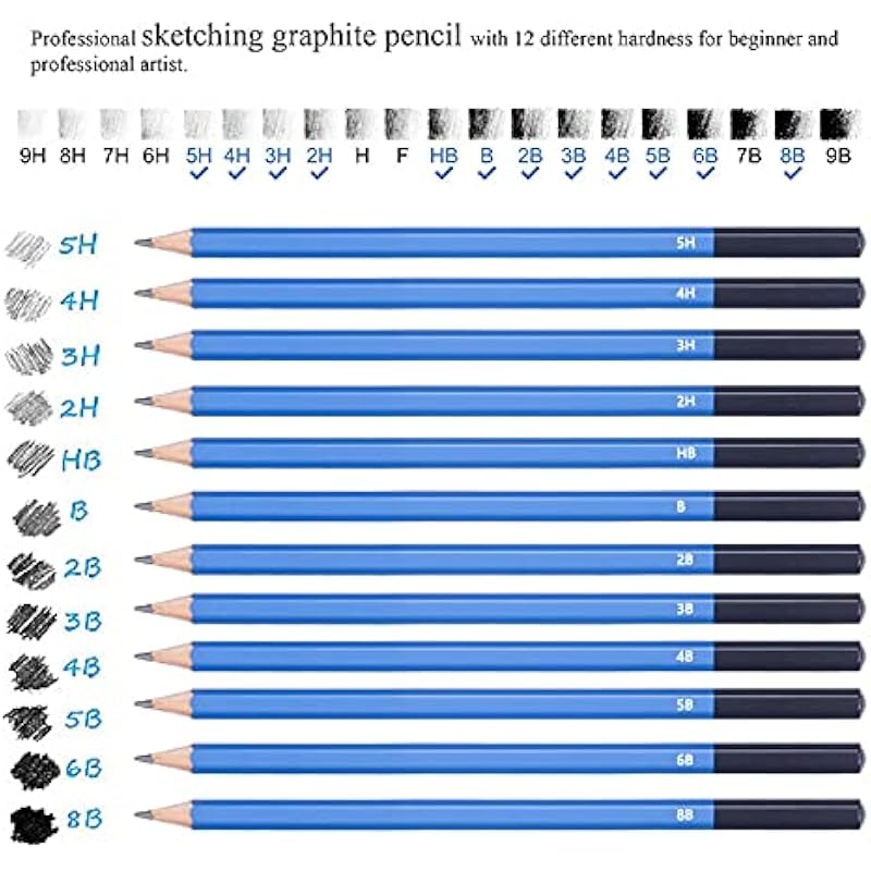 Corslet 12 Pc Sketch Pencil Set, 8B-5H, A5 Sketchbook