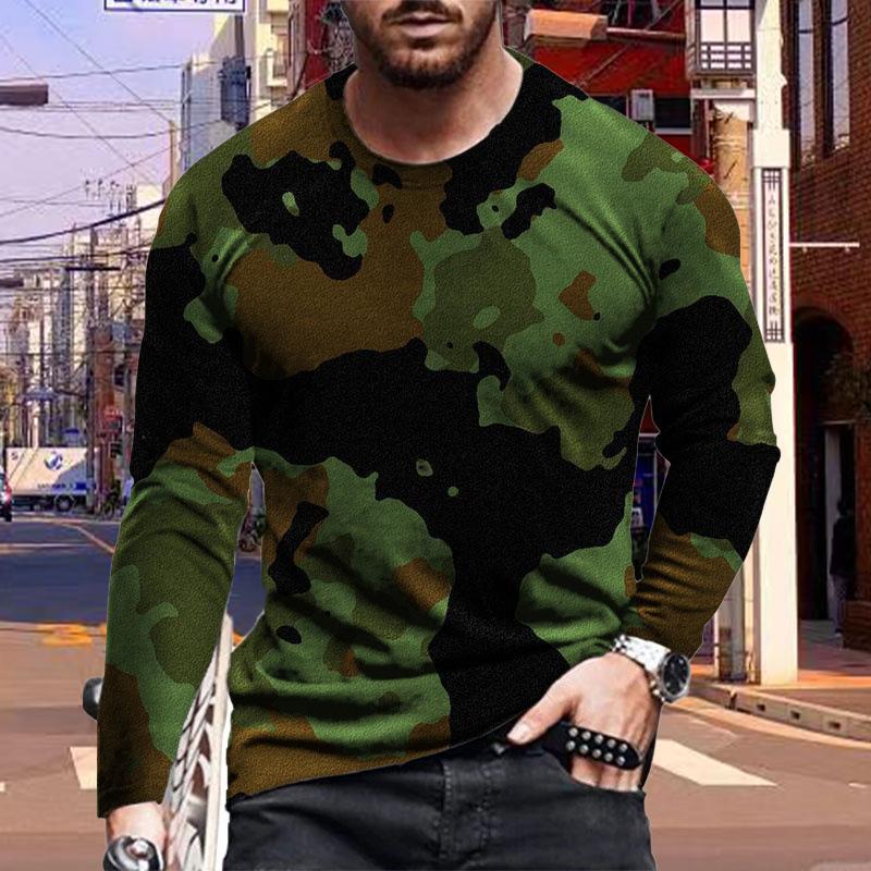 Новые 3D смешанные цвета принт мужские футболки с длинным рукавом футболки с круглым вырезом повседневный пуловер мужская одежда больших размеров