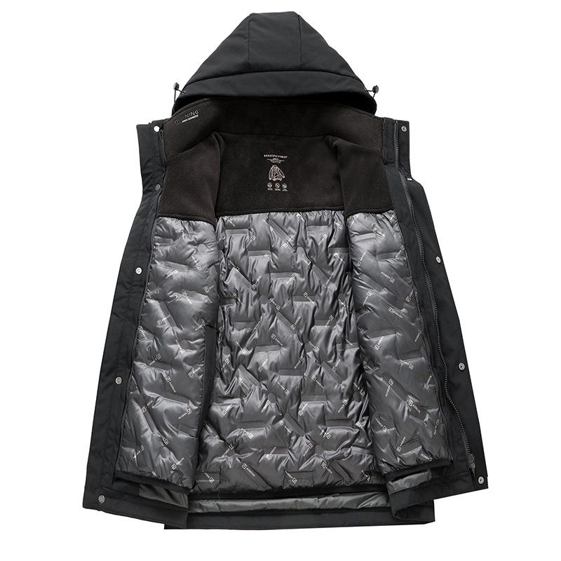 Men's down jacket 2024 autumn and winter can be removed duck down to keep warm youth business milk silk fabric outdoor cold clothing