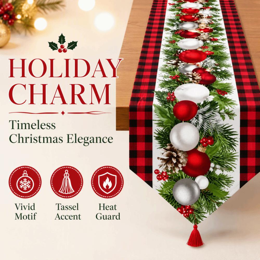 Elk Christmas Table Runner Santa Claus Merry Christmas Decorations Christmas Party