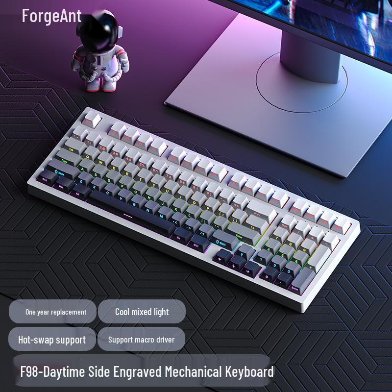 Проводная механическая клавиатура RuiYi F98 с 98 клавишами, с возможностью горячей замены, с боковой печатью, с защитой от залипания всех клавиш, для офиса/игр.