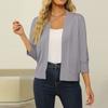 Women's 3/4 Sleeve Cropped Cardigan Sweater Open Front Short Shrugs Cardigans Lightweight Sweaters