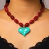 Exaggerated Colorful Resin Large Heart-Shaped Pendant Necklace for Women Vacation Style Irregular Beads Choker Necklaces Jewelry