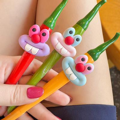 Милая гелевая ручка Детская мультяшная шариковая ручка в форме перца Офисная школьная ручка с колпачком Забавный подарок для детей на дни рождения и вечеринки