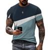 Summer Men T-shirt Color Patchwork 3D Printed Short Sleeved Tops Tees Fashion Casual Oversized O-neck Man Clothing