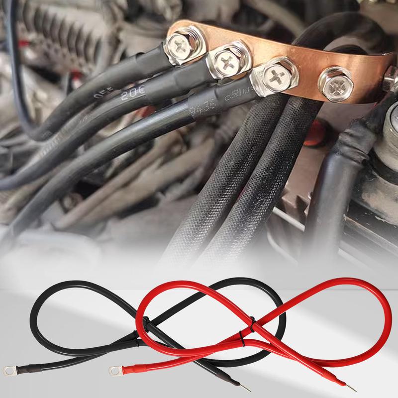 2 шт. ПВХ Комплект кабелей инвертора аккумулятора 5AWG 5 калибр Положительный Отрицательный кабель 100 см 6 мм2 12-24 В Для дома на колесах, грузовика, кемпера, инвертора, аккумулятора