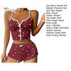 2 Pcs/Set Women Summer Pajamas Suit Butterfly Heart Printing Sleeveless Backless Cop Top High Waist Mini Shorts Daily Nightie Slim Fit Sleepwear