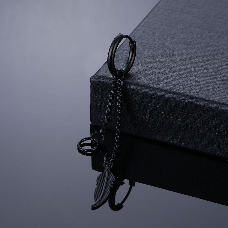 1 шт. Серьги-кольца из нержавеющей стали с кисточками и геометрическими шипами из титана для мужчин и женщин, серьги-перья в стиле панк-лист