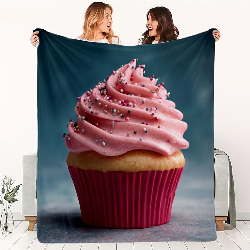 Giant Cupcake Theme Flannel printed blanket suitable for all seasons suitable for living room office sofa and travel 180x250CM