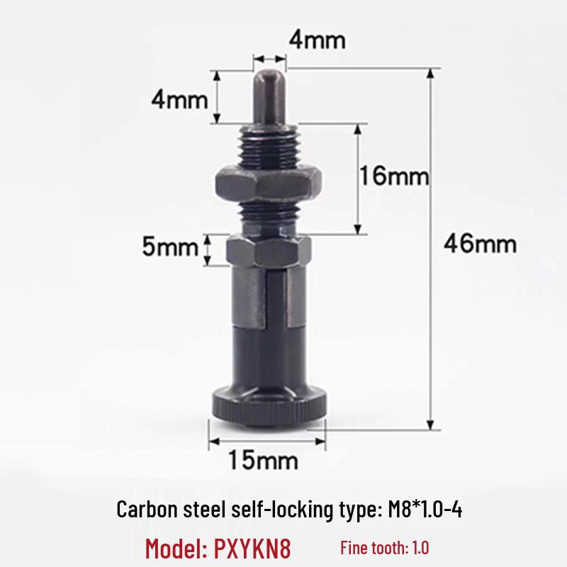 Stainless Steel/Carbon Steel Indexing Pin: Knob Plunger, Self-Locking, Re-Locking, Fine Thread, Complete Specifications