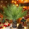 1/50PCS Artificial Pine Branches Fake Plants Leaves Xmas Tree Green Pine DIY Wreath New Year Christmas Party Home Decor Supply