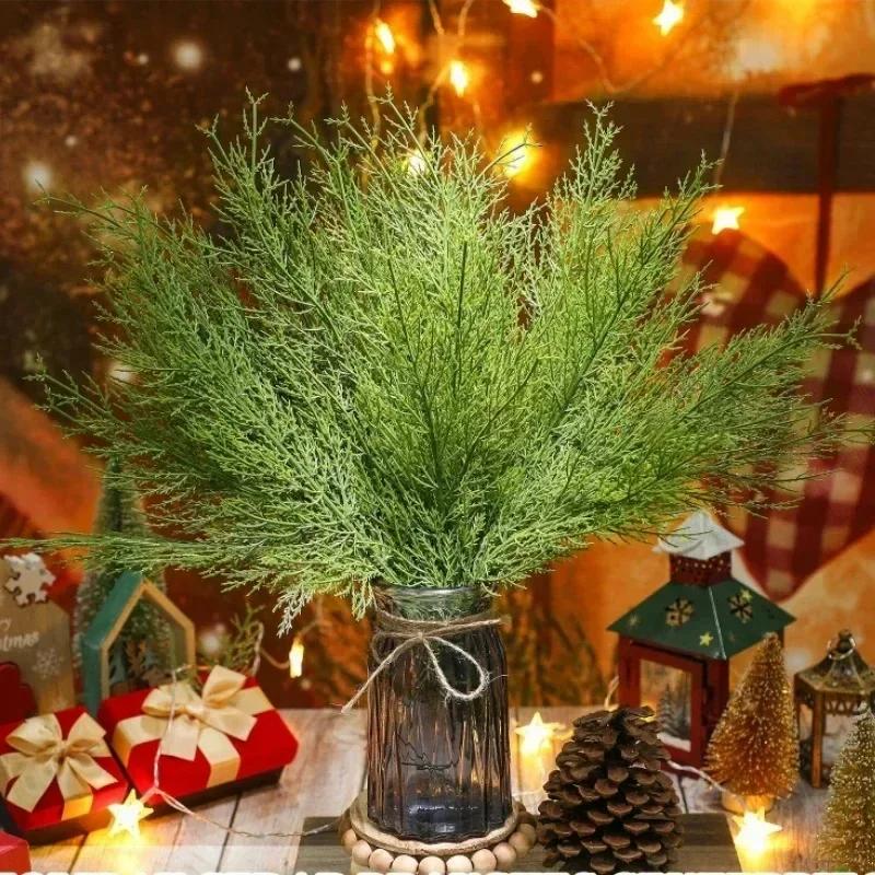 1/50PCS Artificial Pine Branches Fake Plants Leaves Xmas Tree Green Pine DIY Wreath New Year Christmas Party Home Decor Supply