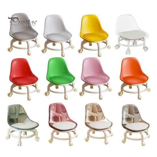 Low Rolling With Stool Backrest 360 Degrees Swivel Wheels Faux Leather Cushion Roller Seat Heavy Duty Rotating Mini Chair Seating Stool