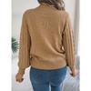 HNXC Autumn and Winter Casual Solid Color Hollowed-out Lantern Sleeve Pullover Sweater Women's Wear