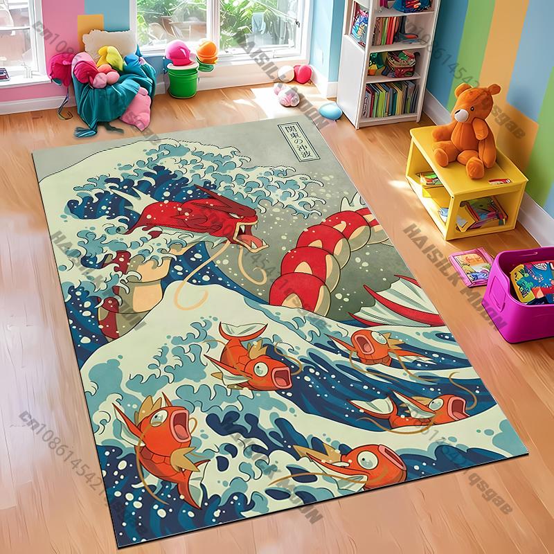 1PC Japanese Anime Pokemon Card Retro Charizard Area Carpet Living Room Bedroom Entrance Door Decor Mats, Rug Next Day Shipping