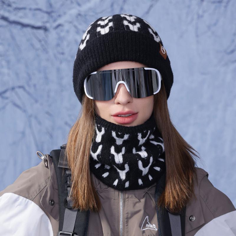 Зимняя теплая защитная шапка-шарф, женский свитер, вязаная шапка, уличное утепленное шерстяное пальто