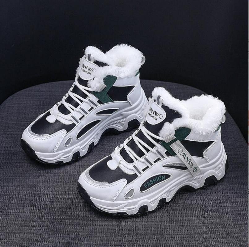 Модные зимние ботинки для женщин, повседневные высокие ботинки, теплые женские кроссовки, ботильоны на платформе, теплые ботинки для снега