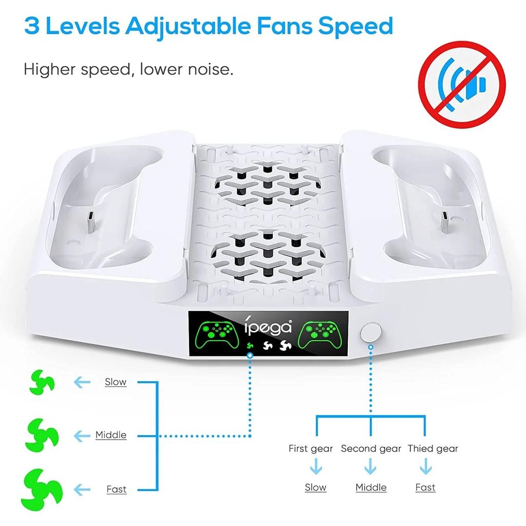 Охлаждающая подставка и зарядная станция для Xbox Series S с RGB-подсветкой, быстрой зарядкой с 2 аккумуляторами емкостью 1400 мАч, креплением для наушников