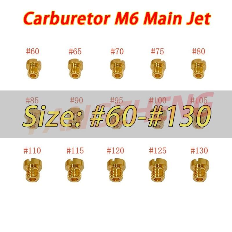 15Pcs Carburetor Main Jets Set 60-130 M6 For 12mm-17.5mm Dellorto For Dellorto PHNL PHVA PHBH Carb Main Jet PHBN PHVB PHBGCarburetors Jets 7