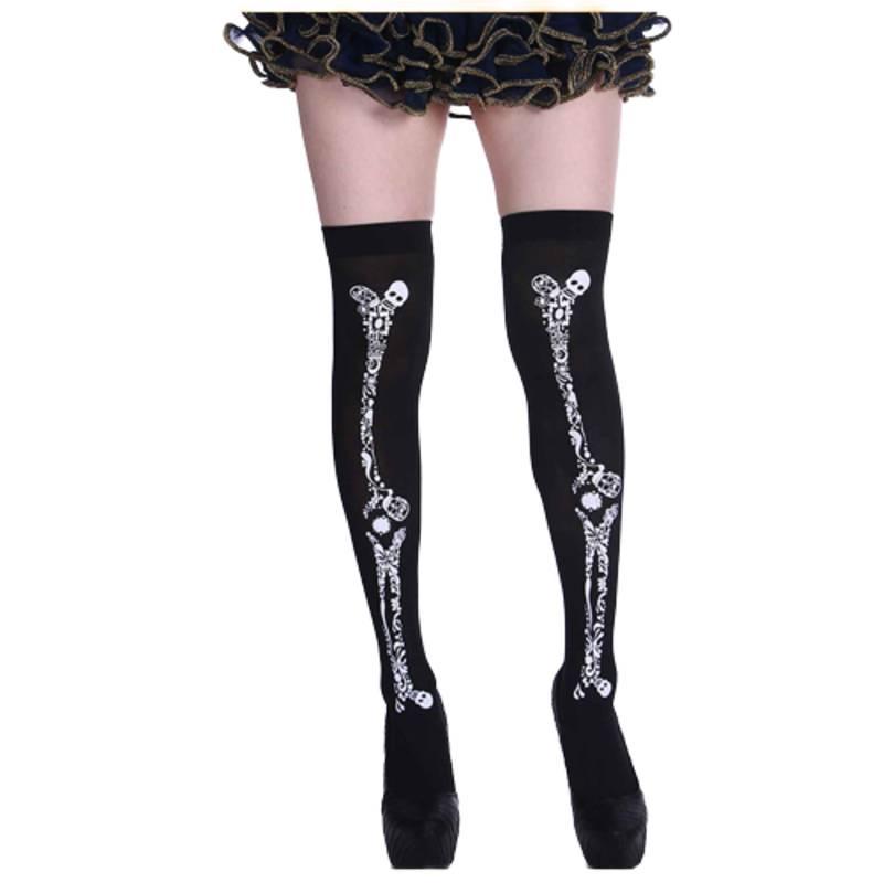 Хэнчжоу Хэллоуин Скелет Привидение Чулки до бедра Ультратонкие Дышащие Влаговпитывающие