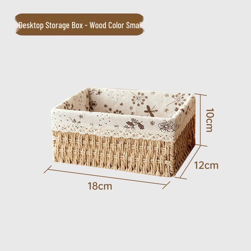 Desktop Storage Basket for Keys, Snacks, Sundries, & Cosmetics - Imitation Rattan Coffee Table Organizer