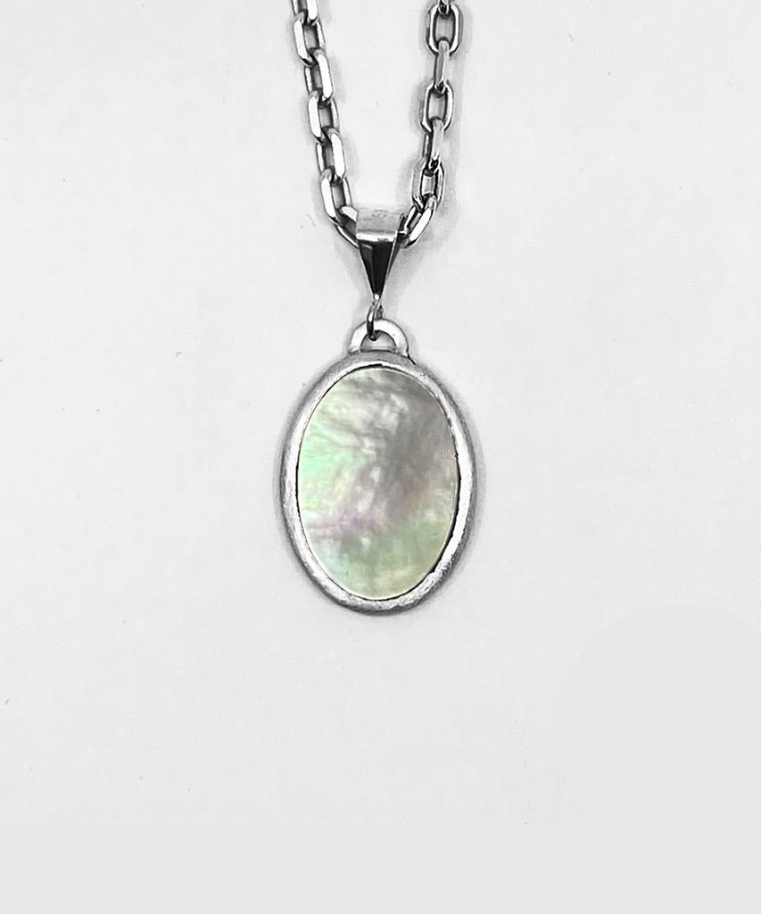 Oesalang 925 Silver White Mother-Of-Pearl Clover Necklace