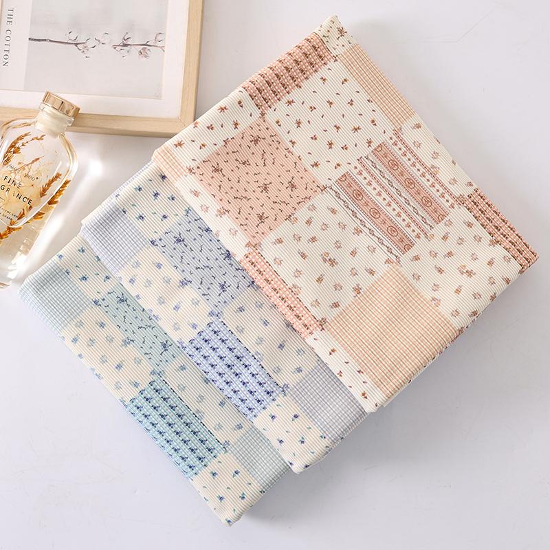 0.5m/1m/2m Korean Grid Splicing Printing Corduroy Fabrics for Sewing Children's Clothing Tablecloths Quilts Handmade DIY Fabrics