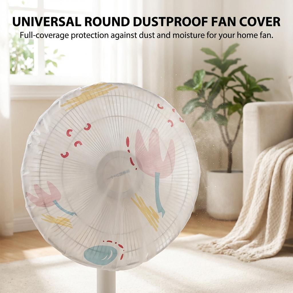 Full-Coverage Dust Resistance Fan Cover For Home Use Durable ABS Plastic Universal Round Design