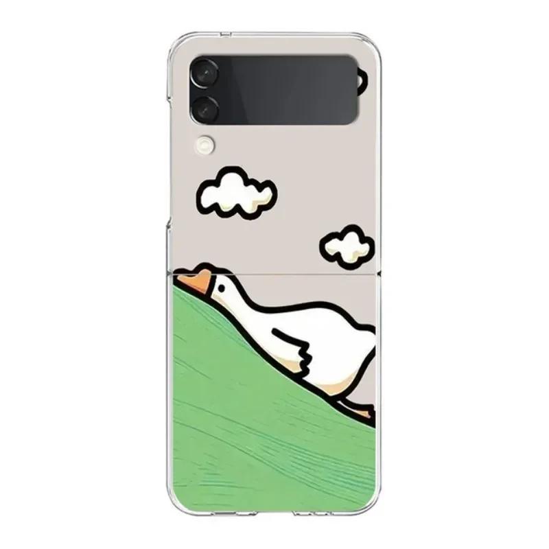 Милый мультяшный чехол-утка для телефона Samsung Galaxy Z Flip 6 5 4 3 Для Samsung Flip6 Flip5 Жесткая складная задняя крышка с животными Fundas