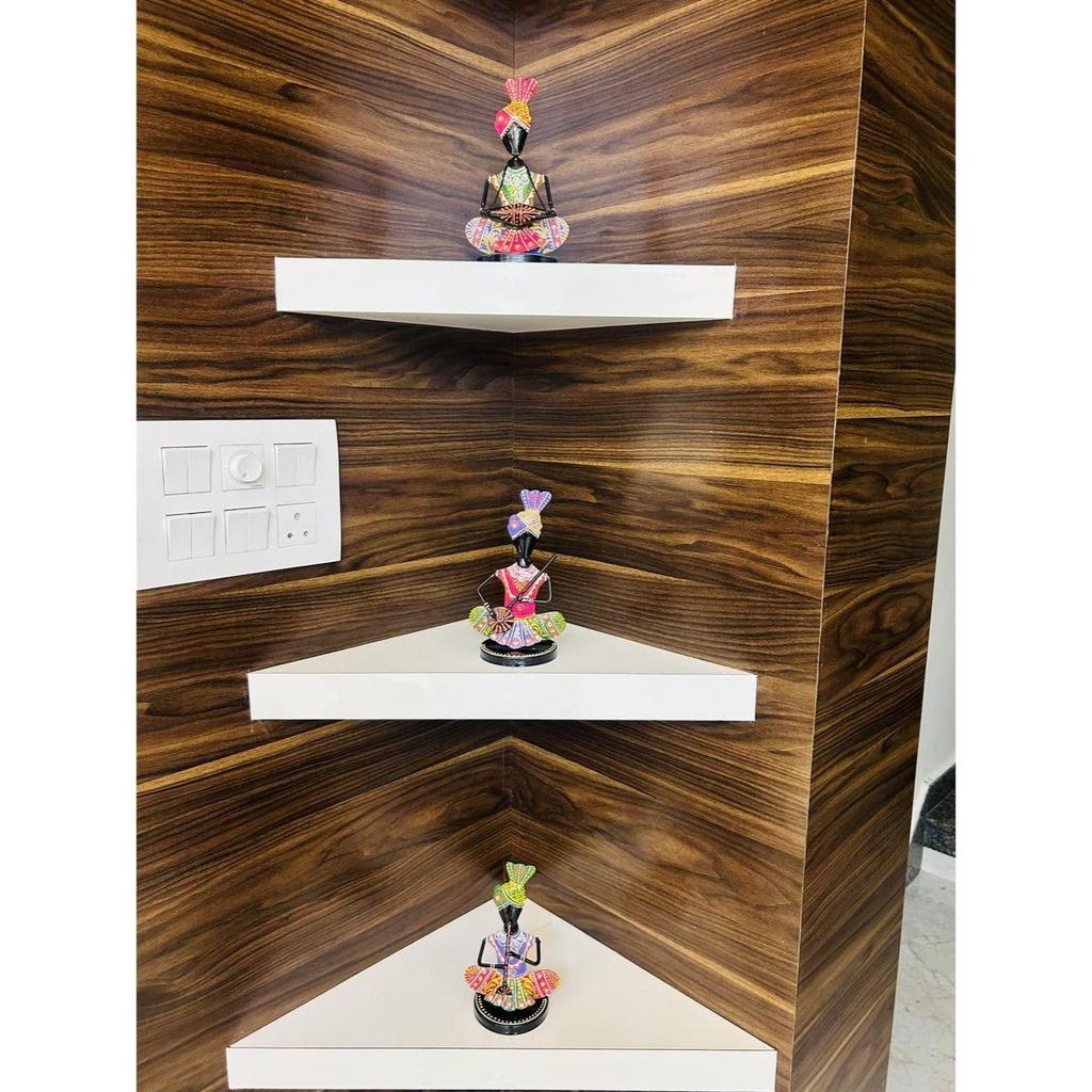 Metal Multicolor Rajasthani Decorative Musician Set of 3 Showpiece, Table Decorative Items for Home,Antique Gift Items