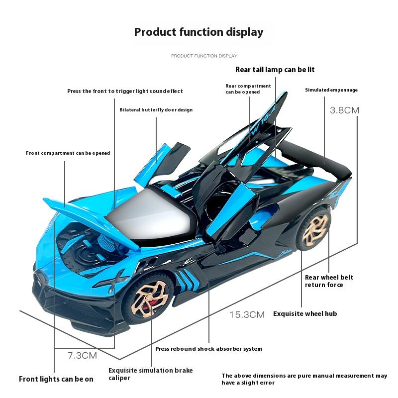 1:Масштаб 1:32 Bugatti Литой металлический автомобиль Модель Симуляция звука и света Гоночный спортивный автомобиль Детская игрушка Коллекция Украшение Подарок