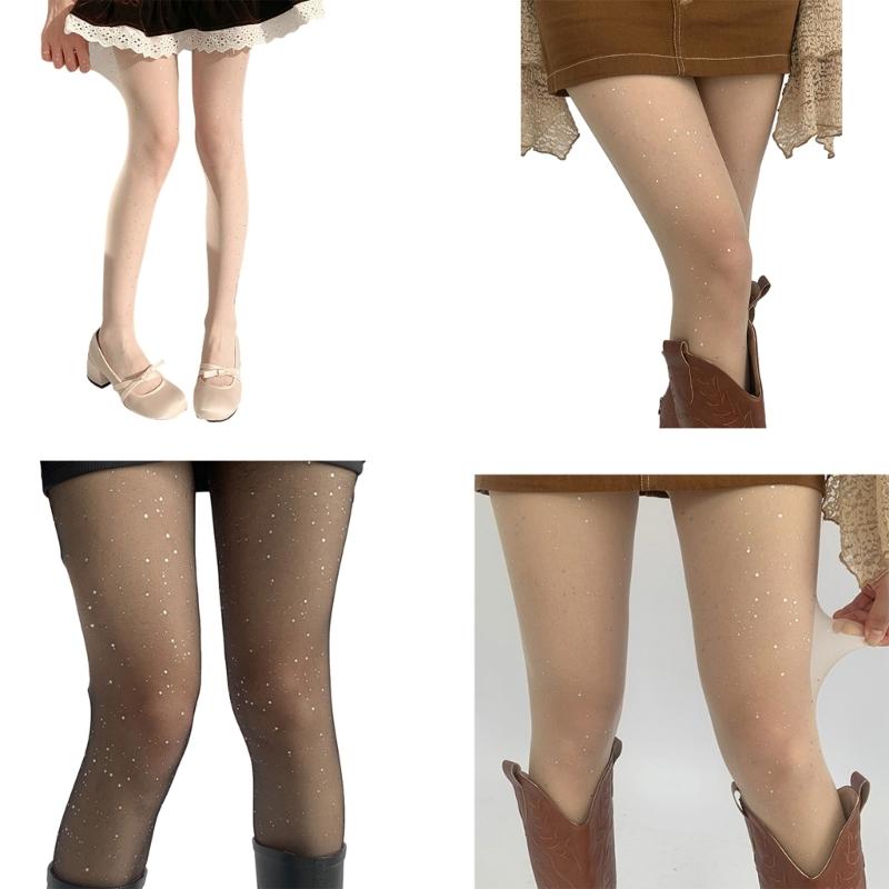 Женские милые JK преппи ультратонкие прозрачные колготки чулки с блестками стразами точками прозрачные колготки леггинсы чулочно-носочные изделия