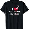 Я люблю фильмы ужасов Нож Сердце Брызги крови Футболка для фанатов