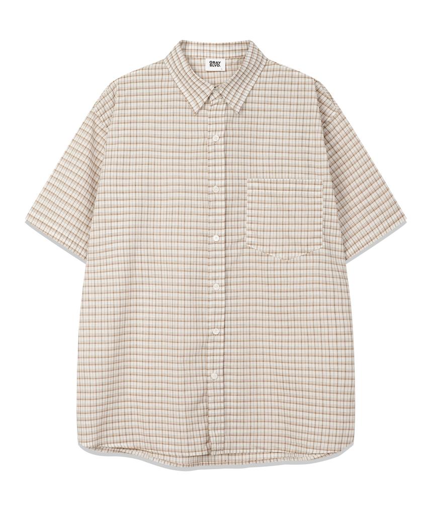 GRAYBLVD Linen-Like Cave Check Short Sleeve Shirt (4 Colors)