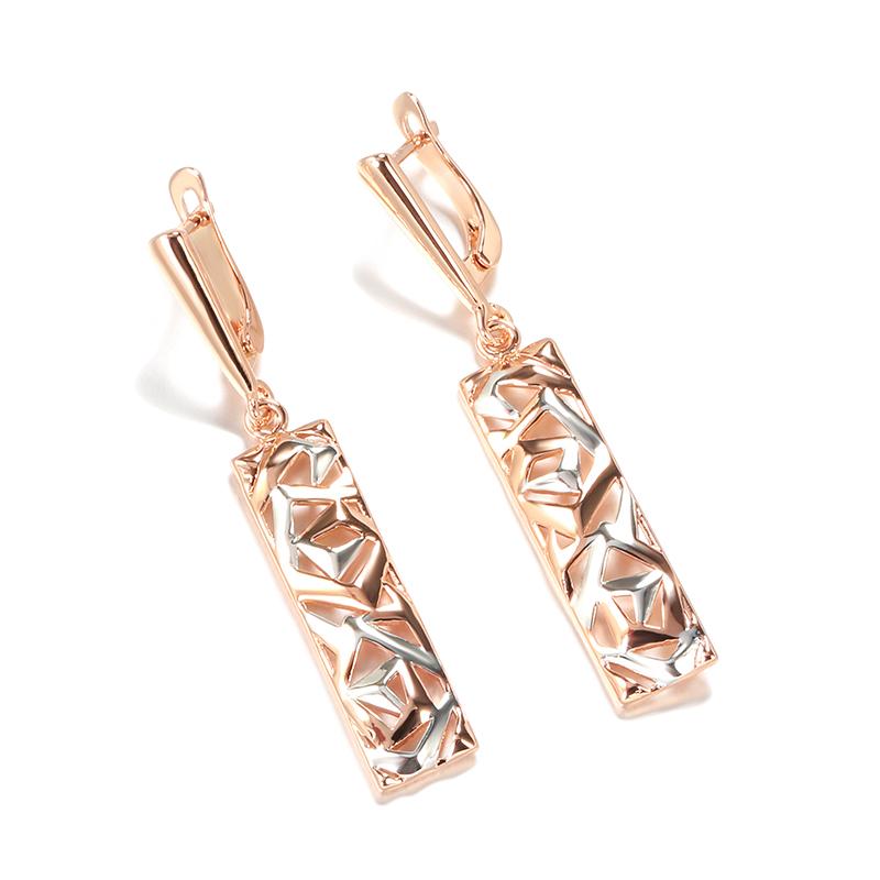 Kinel Rose Gold Color Square Long Earrings For Women Silver Mix Boho Jewelry