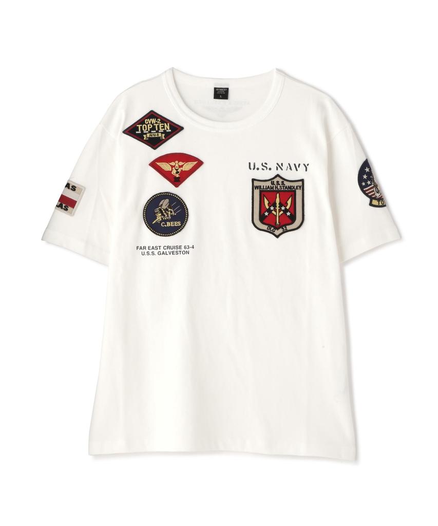 AVIREX TOP GUN WAPPEN CREW NECK Top Gun Patch T-SHIRT (WEB&DEPOT Exclusive) T-Shirt, XL, 030, White, 783-3934021
