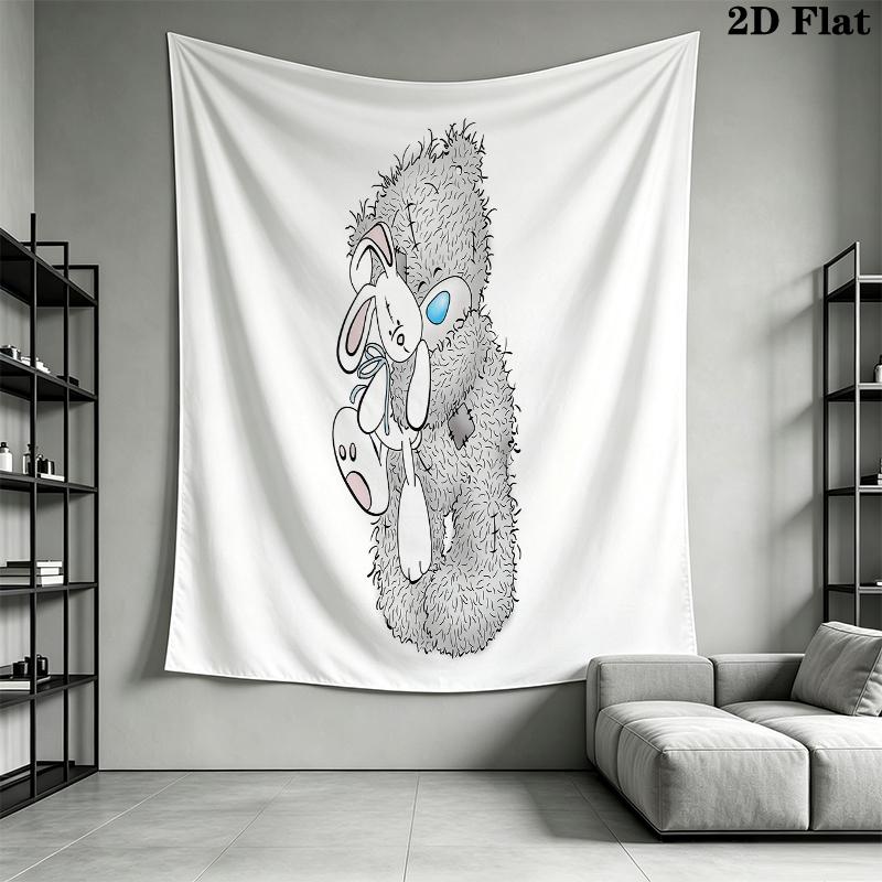 Tatty Teddy Wall Tapestry Aesthetic Wall Hanging Printed Fabric Blanket Decorative Tapestries for Bedroom Living Room Home Decor
