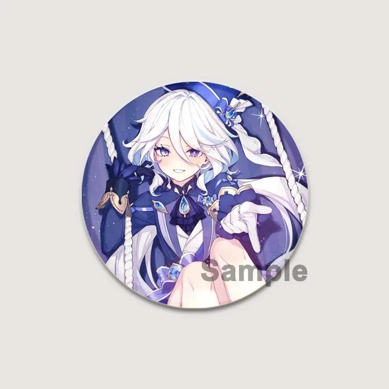 32/44/58mm Anime Genshin Impact Pins Cute Cartoon Furina Badge Handmade Tinplate Brooches Breastpin for Backpack Clothes Gift Accessorys