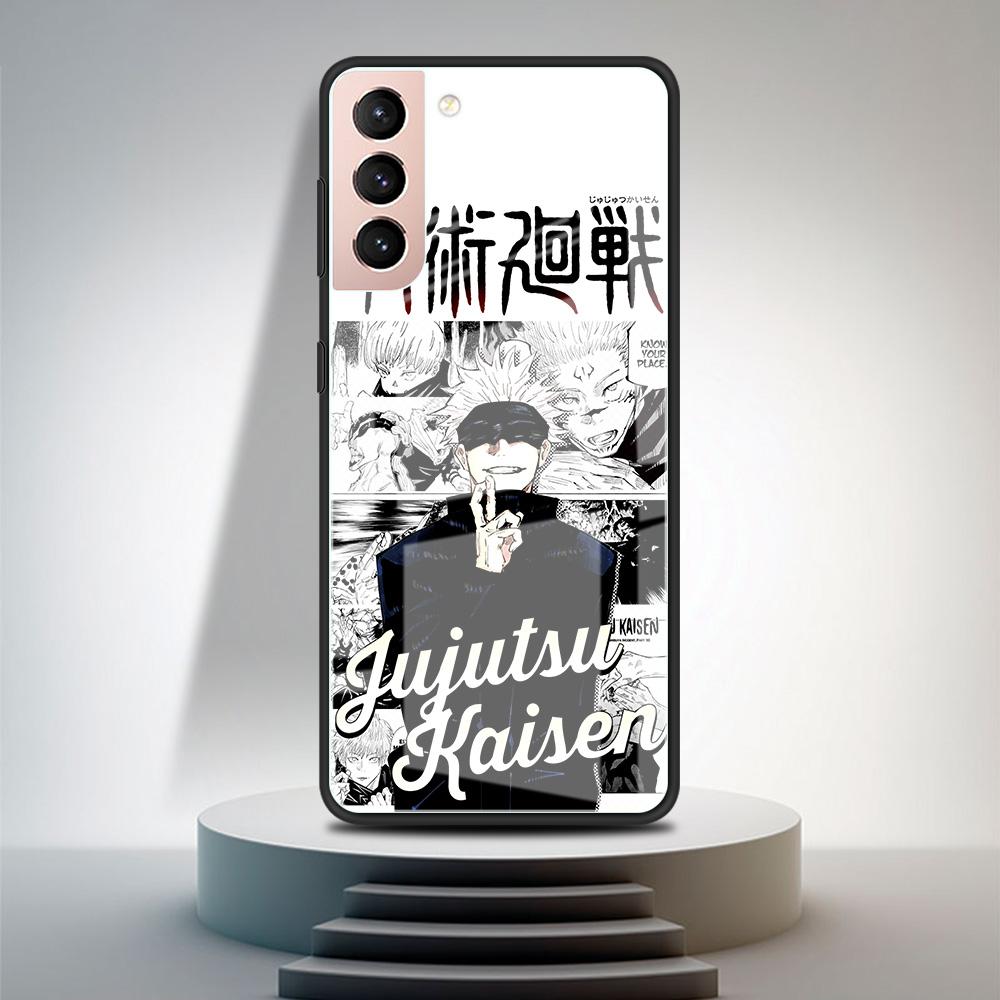 Чехол из закаленного стекла для Samsung Galaxy S21 Ultra S20 FE S10 Plus Note 20 10 Lite S9 S8 9 S10e, чехол для телефона в стиле аниме Jujutsu Kaisen