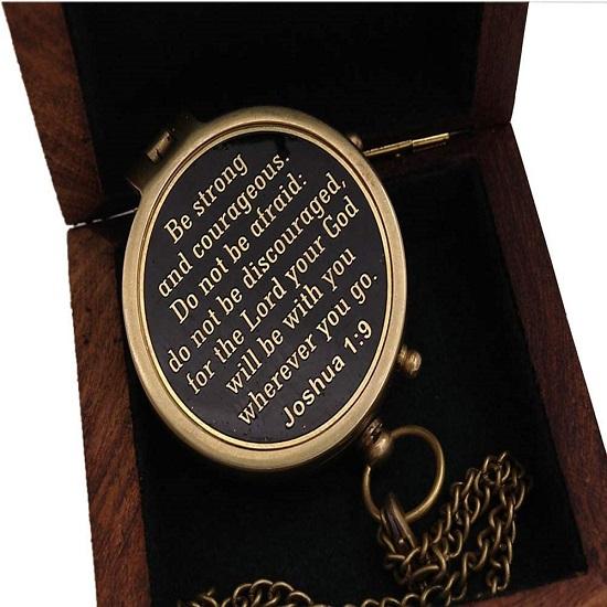 Solid Brass Directional Magnetic Compass Antique Nautical Vintage Quote Engraved, Baptism Gifts, Confirmation Gifts