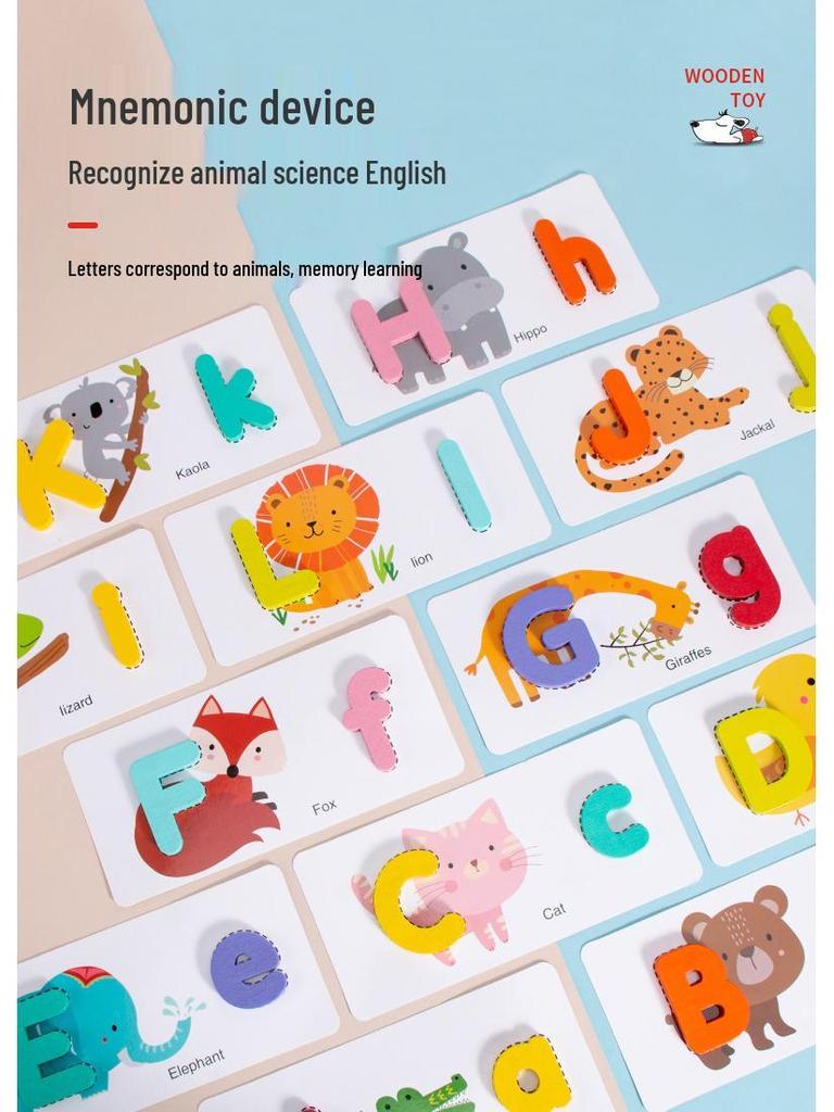 Kids' Wooden Alphabet & Spelling Learning Toys: Upper & Lowercase Educational Set