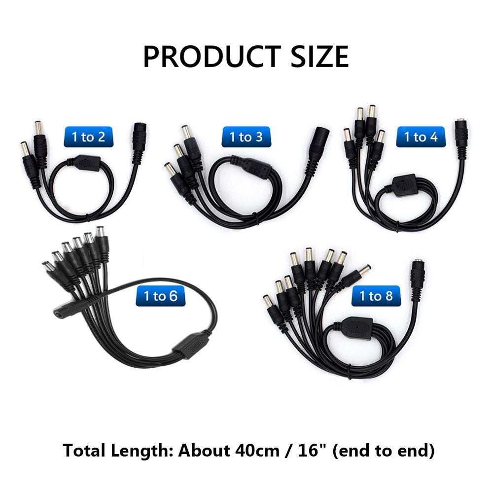 12V 5.5mm*2.1mm Connector Female to Male 1 to 2/3/4/6/8 Way DC Power Cord Splitter Cable