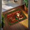 Рождественский коврик с Сантой и оленями Праздничный коврик с надписью Merry Christmas Праздничный ковер для прихожей Красный Зеленый Рождественский декоративный коврик